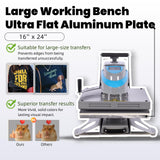 Heat Press Machine, 2KW Professional 90° Swing Away & Slide Out Base, High Pressure Manual Heat Press for T-Shirts, Sublimation