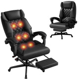 Furmax Massage Office Chair with Foot Rest 6 Points Vibration 400LBS Big and Tall Office Chair for Heavy People High Back Reclining Executive Computer Chair for Home Office Desk (Black)