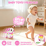 LUDILO Musical Puppy Toys for 1 Year Old Girl Gifts, Learning Educational Crawling Infant Baby Toy 6-12-18 Months, Pull Along Baby Toddler Girl Toys Gifts for 1 2 3 Year Old Girls 1st Birthday Present