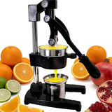 XYJBHB Commercial Heavy Duty Manual Citrus Juicer Press - Professional Cast Iron Hand Orange Squeezer with 304 Stainless Steel Strainer & Cup - Fruit Extractor for Pomegranate, Lemon, Lime - Black