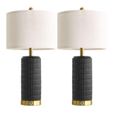 PoKat Ceramic Table Lamps Set of 2 for Living Room, 25'' Modern Touch Bedside Lamps for Bedroom with 2 USB Ports, Farmhouse Black Matte-Textured Nightstand Lamps Office Home Decor (Bulbs Included)