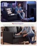 TYBOATLE Black Faux Leather Small Couch Loveseat, 2-Seater for Living Room