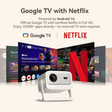 Official Licensed Google TV 4K Smart Projector with WiFi and Bluetooth, Wanbo Vali 1 Pro Dolby Audio, MEMC, Native 1080P, Auto Focus & Keystone, 260" Portable Home Outdoor Movie Projector