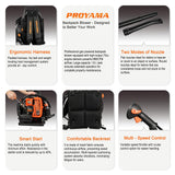 PROYAMA 72CC Gas Backpack Leaf Blower, 2-Cycle 880CFM 275MPH Gas Powered Engine, 2 in 1 Nozzle Low Vibration and Ergonomic Design with Cruise Control for Outdoor GardenYard Cleaning and Snow Removal