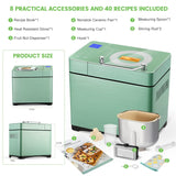 2.2LB Larger Bread Maker Machine with Dual Heaters, 17-in-1 Bread Machine With Die-Cast Ceramic Pan & Auto Fruit Dispenser, Full Stainless Steel Breadmaker, 15H Timer&Keep Warm, Sourdough, Gluten-Free