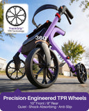 Kekoy Bariatric Rollator Walker for Seniors with Seat, 500 lbs Heavy Duty Walker, 19.5" Extra-Wide Seat, 10" All-Terrain Wheels, Adjustable Height, Foldable Rolling Walker, Hidden Brake Cables, Purple