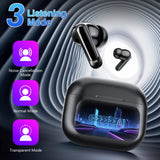 Thunelec Wireless Earbuds, Bluetooth 5.4 Headphones with Multifunctional Touch Screen, 48H Bass Stereo Ear Buds with ANC/ENC Noise Cancelling/Transparency Mode, IPX7 Earphones with 5 EQ Modes, Black