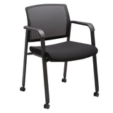 CLATINA Black Waiting Room Chair with Wheels Mesh Back Stacking Arm Chairs