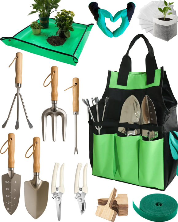 Garden Tool Set, Stainless Steel Gardening Hand Tools, Gardening Supplies Kit, Garden Tools (13 Pieces)