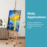 H-Frame Studio Easel, Artist Easel with Wheels and Storage Tray, Adjustable Floor Easel, Natural Somime