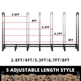 Kendane 4FT Firewood Rack Outdoor with Cover, Heavy Duty Adjustable Firewood log Storage & Holder, Wood Pile Lumber Storage Rack Stacking Outside for Courtyard Patio.