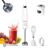 Cordless Hand Blender, 12V Rechargeable Immersion Blender with Brushless Motor, 60+ Bowls per Charge, 2-Blade, Auto Lock, Whisk & Frother for Soup, Smoothies, Baby Food