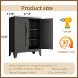 Metal File Cabinet with Lock (Two Units), Steel Storage Cabient with 2 Doors and 2 Adjustable Shelves
