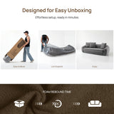 SICOTAS Curved Sofa Couch Bed for Living Room Convertible Futon Cloud Boneless Sleeper Chair Pull Out Floor Couch with Deep Seat Sofa Set Foam No Assembly Required for Bedroom Apartment, Dark Grey