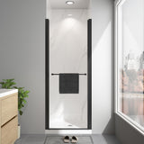 EASYWORC Frameless Pivot Shower Door 26"-28" W x 72" H, Swing Shower Glass Doors with Nano Explosion-Proof Film Tempered Glass 1/4"(6mm) Reversible Installtion, Matte Black Finish