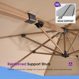 PURPLE LEAF Patio Umbrella 9FT Square 360° Rotation, Wood Grain, Beige