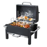 BBQCuker Portable Charcoal Grill with Warming Rack, Tabletop Charcoal Grill, Small BBQ Grill with Thermometer(100-800°F), Outdoor Charcoal Smoker for Camping, Picnic, Hiking, Beach and Travel