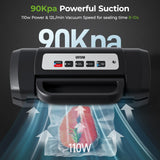Vacuum Sealer for Food, 90kpa Powerful Food Sealer Vacuum Sealer Machine for Food Saver, 7-in-1 Multiple Modes for Dry/Moist, Easy-Lock Handle, Compact Design with 10 Vacuum Bags, Bag Cutter Included