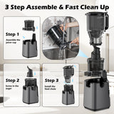 Juicer Machines with 5.8" Large Chute, 2-in-1 Cold Press Juicer for Whole Vegetables Fruits 400W, Masticating juicer Easy to Clean Juice Extractor Machine for Making Nut Mike, Juice, Premium Gray