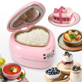 Peach Heart Shape Rice Cooker 8 Cup Cooked, 4 Cup Uncooked Rice, Multifunctional Pink Rice Cooker, 300w, with Preset Timer, 1.8L