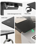 Inches Reversible L Shaped Standing Desk Height Adjustable, Electric Corner Computer Desk with Cup Holder