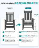 SERWALL Outdoor Rocking Chair Set of 4, HDPE Rocker for Adults, Grey