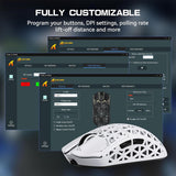 ATTACK SHARK R5 Ultra Wireless Gaming Mouse,39g Superlight Carbon Fiber Hollowed-Out,PAW3950MAX Optical Sensor Nordic 52840 MCU 8K Polling 42K DPI,BT/2.4G/USB-C Mice with Coiled Cable for PC/Mac-White