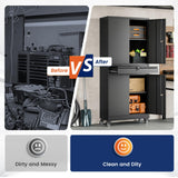 Yizosh Metal Garage Storage Cabinet with Locking Doors and Adjustable Shelves, 73" Rolling Tool Storage Cabinet with 4 Wheels and 1 Drawer for Garage,Warehouse (Black)