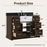 DELUXE LIVING 48 Inch Bathroom Vanity with Sink, Dark Brown