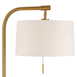 Possini Euro Design Volta Mid Century Modern Arched Floor Lamp with USB Charging Port Glass Tray Table 66" Tall Antique Brass Gold Metal White Linen Drum Shade Living Room Reading House Bedroom