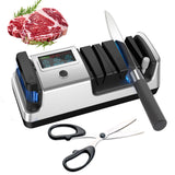 Upgrade 5-in-1 Electric Knife Sharpener, Professional 3-Stage with LCD Screen, 100% Diamond Abrasives, 3 Rotational Speed Adjustable, knife sharpener for Straight, Serrated, Meat Cleaver, Scissors