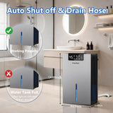 KeepGlad Dehumidifier, 98OZ Dehumidifiers for Home(1000sq.ft), Humidity Display Dehumidifier for Basement Bathroom Bedroom, Auto Shut Off, Washable Filter, Drain Hose, Timer, 7 Ambient Lights, Gray
