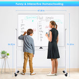 maxtek Rolling Whiteboard, 48x36 Large Magnetic White Board with Stands, Big Double-Sided White Board Dry Erase on Wheels for Homeschool, Home Office, Office, School (Silver, 48 x 36) maxtek