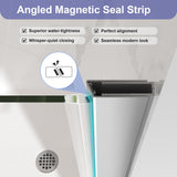 EASYWORC Frameless Pivot Shower Door 32"-34" W x 72" H, Swing Shower Glass Doors with Nano Explosion-Proof Film Tempered Glass 1/4"(6mm) Reversible Installtion, Brushed Nickel Finish