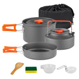 Camping Cookware Set Hard-Anodized Aluminum Foldable Backpacking Camping Pots and Frying Pans Cooking Camp yETO