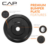 CAP Barbell 260 lb Elite Olympic Weight Set with 7ft Chrome Barbell & Black Bumper Plates