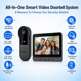 TKMARS Wireless Doorbell Camera No Subscription No WiFi/App Needed
