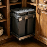 Under Sink Trash Can - Double-Bin Pull-Out Design, Damped & Concealed, Removable Inner Bins for Easy Sorting, Ideal for Home & Commercial Cabinet Use (18.03" x 10.23" x 19.48")