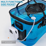 Foldable Transparent Fishing Bucket, 6 Gallon Foldable Bait Bucket, Live Fish Container Multi-Functional Bucket, Live Bait Bucket for Saltwater, Camping, Moving (23l/6Gallon with Aerator)