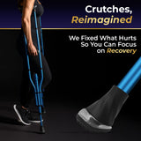 MD by Drive Air-Crutch Lightweight Walking Crutch, Adult Crutches for Walking with Comfortable Underarm Pads and Ergonomic Grips, Adjustable Height 4'7"-6'7", 300 lb Capacity, Blue