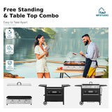 MFSTUDIO Flat Top Grill with Ceramic Coated Cast Iron Griddle, 3-Burner Propane Gas BBQ Griddle Grill, Outdoor Barbecue Grill,33,000 BTU,Black
