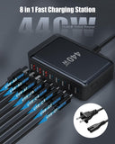 440W USB C Charger Block,8-Port USB C GaN Multiple Port Charging Station