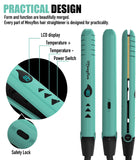 Mnsyflns 2 in 1 Hair Straightener and Curler-15s Fast Heating Ceramic Flat Iron, LCD Temp Display, Wide Plates for Short/Long Hair, Portable Travel Straightener with Heat-Resistant Glove & Clips,Green