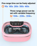 onlikin 35W Ultrasonic Jewelry Cleaner, 45KHz Retainer Cleaner for Jewelry, 5 Timer & 3 Power Modes, Eyeglasses, Rings, Watch Strap, Dentures - 20oz, 304 Stainless Steel Tank, Quiet <38dB (Pink)