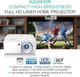 Optoma HZ40HDR HD DLP Theatre and Gaming Projector - White