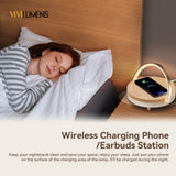 Vivilumens Birthday Gifts for Women 6 in 1 Bedside Lamps with Wireless Charger Bluetooth Speaker White Noise Machine Music Table Lamp Night Light Personalized Gift for Mom Teens Girls(Sound Upgrade