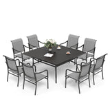 SUNSHINE VALLEY 9pc Patio Dining Set, 57.5" Square Table, Textilene Chairs