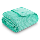NEWCOSPLAY Super Soft Throw Blanket Mint Green Premium Silky Flannel Fleece Leaves Pattern Lightweight Bed Blanket All Season Use (Mint Green, Throw(50"x60"))