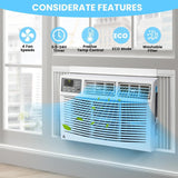 8000 BTU Window Air Conditioner Cools Up to 350 Sq. Ft., 3-In-1 WiFi Window AC Unit With Remote Control and Window Kit, Quiet Smart Room Air Conditioner for Home Office Dorms