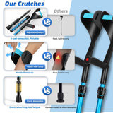 FUSHIDE Forearm Crutches for Adults,Crutches for Men or Women, Lightweight Elbow Crutches, 10-Level Adjustable Height, 3-Part Removable Crutches with Rubber Handles & Comfortable Grip, 1Pair